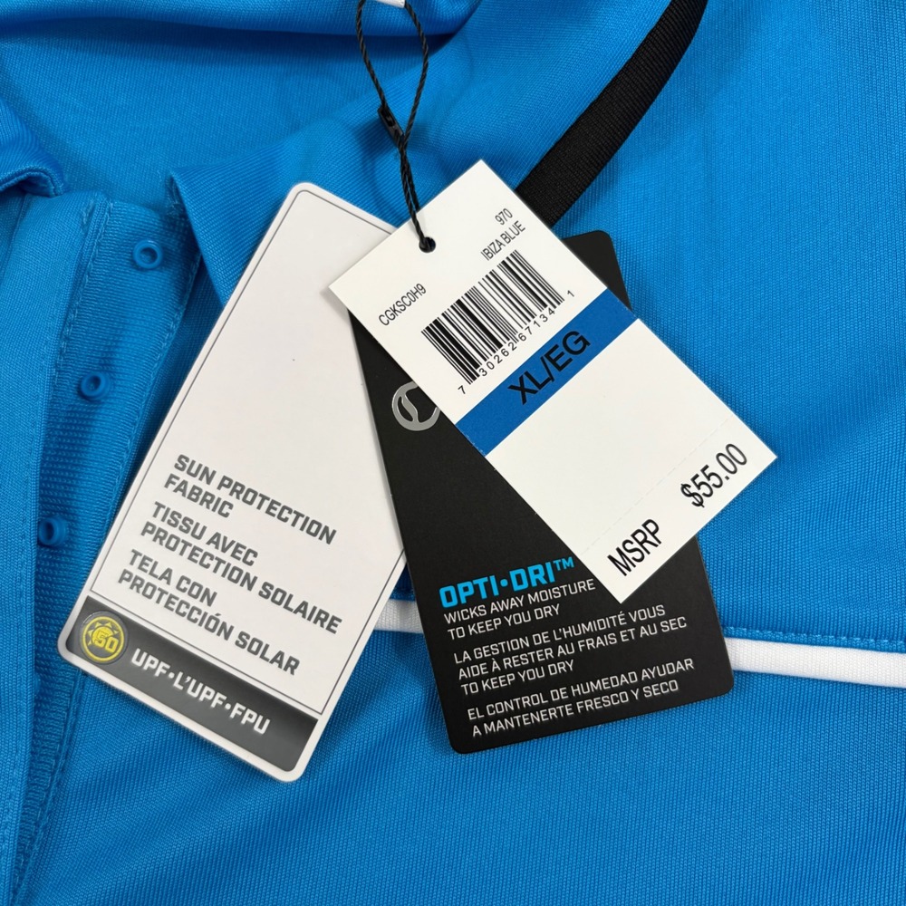 Sleeveless Golf Polo Callaway Opti-Dri Performance Blue Stripe Black Trim XL NWT - Picture 3 of 8